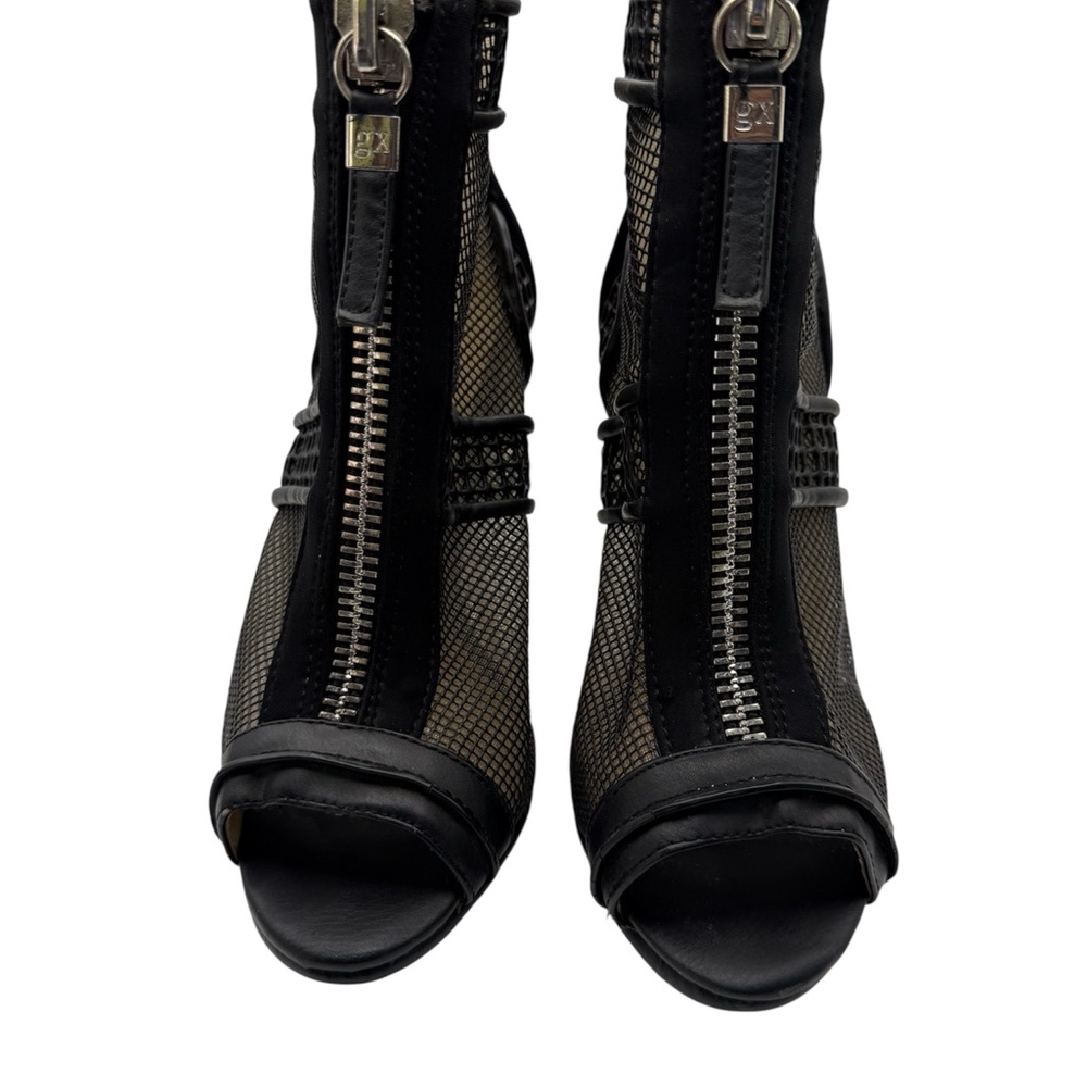 GX by Gwen Stefani Black Heeled Boots with Peep-Toe and Zipper